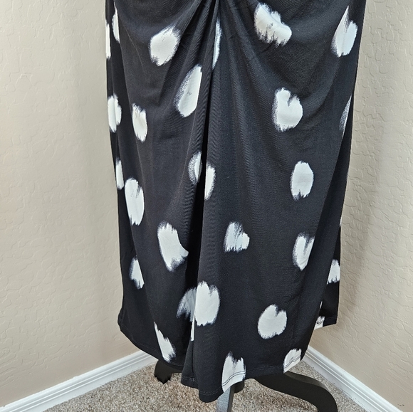 11. Honore' Lauryn Womens Black & White Painterly Dot Midi Dress Sz 0=10-12 - Picture 5 of 16